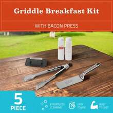 Loco Cookers 5 Piece Griddle Breakfast Cooking Accessory Kit With Bacon Press, Locking Tongs, Spatula, And Squirt Bottles For Indoor/Outdoor Grilling - 黑色 - 查看 3