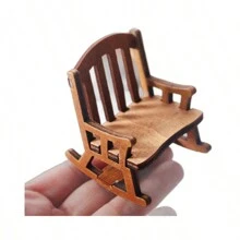 1:12 Scale Miniature Christmas Gift Chair Toys, Vintage Wooden Rocking Chair Decor, Christmas Ornament, Tabletop Figurine, Window Display Accessory