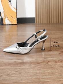 1 Pair Women Fashion Silver High Heels Pointed Toe Wedge Sandals