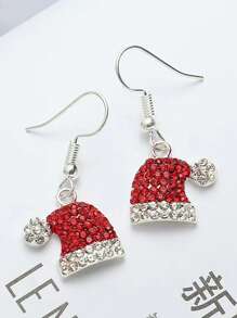 Christmas Wine Glass Santa Hat Skirt Pendant Acrylic Earrings For Christmas New Year Party - Red - View 1