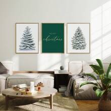 1/3 件绿色圣诞印刷品帆布画雪松树可印刷墙面艺术圣诞快乐标志节日装饰圣诞装饰无框 - 彩色 - 查看 2