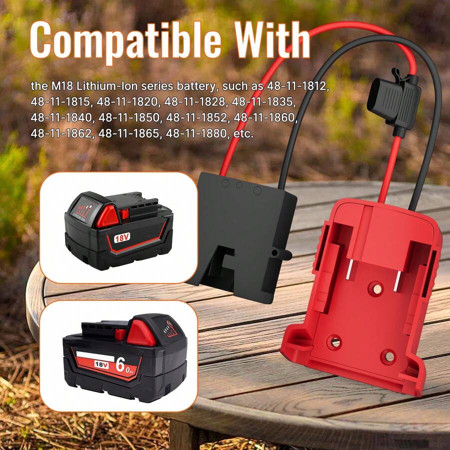 1set Power Wheels Battery Adapter 18V For Milwaukee Battery Adapter With 12AWG Wire Harness Connector Compatible With Fisher-Price 12 Volt Power Wheels,Tool Accessories - Red - View 1