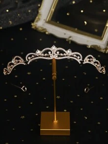 1件水晶婚礼头饰，适合新娘、女孩、公主头饰、选美皇冠、新娘发饰，适合女性和女孩佩戴 - 玫瑰金 - 查看 7