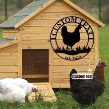 1 件定制金属鸡舍标牌、金属鸡舍徽标、趣味鸡舍装饰、农舍墙壁装饰、鸡舍装饰、金属工艺品、鸡徽标 - 黑色 - 查看 2