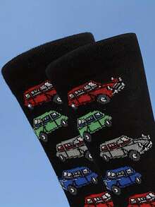 1 Đôi Tất Cổ Cao Hình Nhân Vật Hoạt Hình Vui Nhộn - Vải Hỗn Hợp Mềm Mại Thoáng Khí, Thiết Kế Thoải Mái Thường Ngày Unisex, Họa Tiết Mới Lạ Cho Nam Mặc Ngoài Trời Mọi Mùa - Nhiều màu - Xem 3