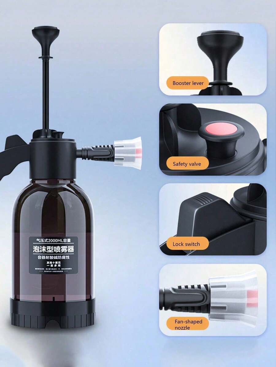 1pc Foam Sprayer Bottle, 2L Portable Manual Handheld Car Wash Watering