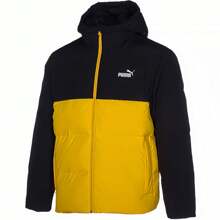 Puma Sports Casual Colorblock Windproof Warm Hooded Down Jacket - Black-yellow - View 3