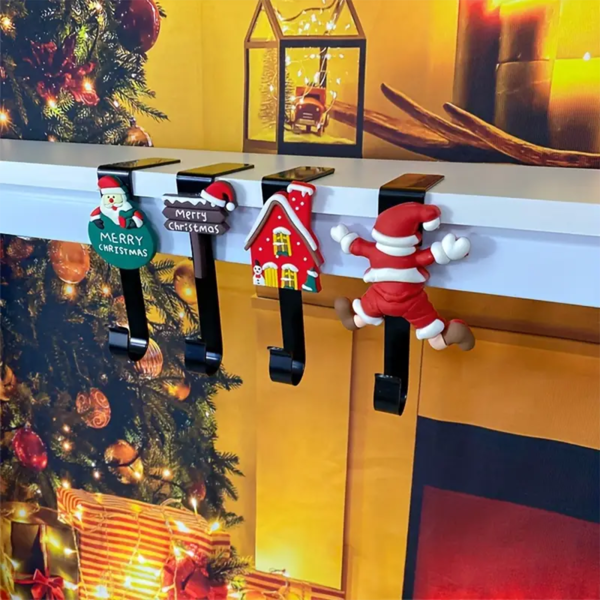 1pc Stainless Steel Christmas Stocking Holder - Rust-Proof Fireplace Hook, Suitable For Holiday Decoration (Random Style)