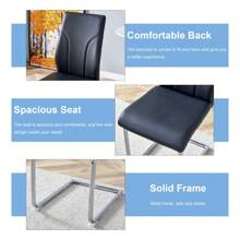 63" Modern Glass Dining Table With 6 PU Dining Chairs,Modern Glass Dining Table With 4 Black PU Dining Chairs - 白色桌子配 4 張黑色椅子 - 查看 5
