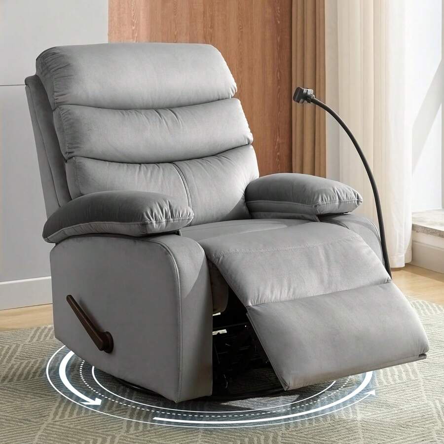 Swivel Rocker Recliner Chair For Adults, Rocking Recliner Chair, Manual