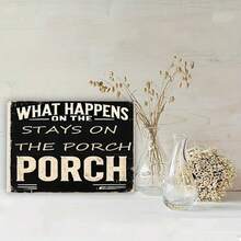 Biển hiệu kim loại Vintage Farmhouse 'Những gì xảy ra trên hiên nhà vẫn ở trên hiên nhà' - Món quà tân gia hoàn hảo cho lối vào - Nhiều màu - Xem 4