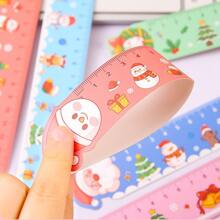 10pcs Cartoon Christmas Paper Ruler, Cute Santa Claus & Reindeer Shaped Ruler, Suitable For School, Office, Learning Use - Multicolor - View 5