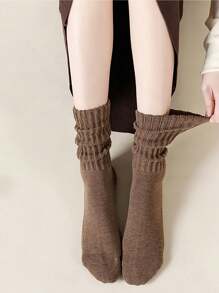 3pairs Women Winter Socks Warm Thick Knit Soft Vintage Casual Crew Socks Fuzzy Socks Wool Socks For Women - Multicolor - View 8