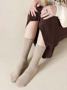 3pairs Women Winter Socks Warm Thick Knit Soft Vintage Casual Crew Socks Fuzzy Socks Wool Socks For Women - Multicolor - View 10