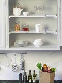 1 pieza Divisor de almacenamiento retráctil sin olores para armarios, mueble de partición de cocina, estantería en capas para dormitorio, estantería de baño - Multicolor - Ver 6