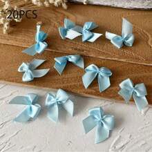 20 peças Mini Laço de Fita de Cetim para Férias Floral DIY Artesanato Costura Patch Enfeite para Chapéus, Caixa de Presente de Casamento, Decoração de Natal