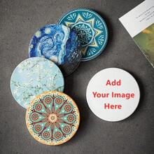 2 Stück personalisierte Keramik Untersetzer mit individuellen Fotos und Text, Getränke Untersetzer mit weicher Korkrückseite, rutschfeste runde/quadratische Untersetzer, perfekt für Kaffeetische, Esstische, Einweihungsgeschenke und Heimdekoration