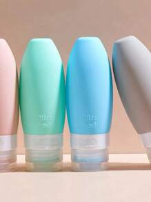 Kit 4 Cosmetic Bottles 90ml Silicone For Travel Portable Shampoo Cream Lotion Soap - Bộ 4 Frasco 90ml (AB-308) (1 Bộ) - Xem 1