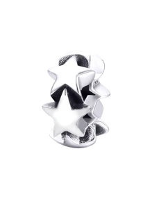 1 PC Christmas 925 Sterling Silver Simple Pattern Bead Pendant Diamond Set Pendant Charm Pendant Ball Suitable For Bracelets DIY Women's Jewelry,Affordable Back To School Jewelry,School Gear - Silver - View 7