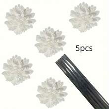 5/10 chiếc hoa khô thơm + 5/10 chiếc que khuếch tán hương thơm bằng mây đen, phụ kiện khuếch tán hương thơm không ngọn lửa cho gia đình, liệu pháp hương thơm, chất làm thơm nhà cửa, máy khuếch tán, quà tặng, đồ trang trí nhà cửa - Đen và trắng - Xem 4