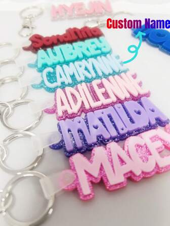1 PC Backpack Name Tag Acrylic Keychain Personalized Acrylic Name Tag, Diaper Bag Tag, Lunch Box Tag, Kids Tag,Bag Pendant, Ideal Gift For Family And Friends As Halloween And Christmas