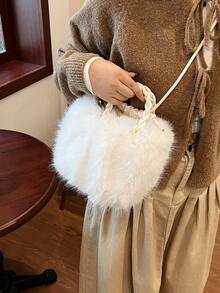 Túi xách đeo vai bằng vải nhung thời trang mới về, dung lượng lớn, phong cách Hàn Quốc, màu trơn đơn giản, nhẹ, đa năng, thích hợp cho phụ nữ trẻ, đi làm, đi chơi, đi học - Màu be - Xem 3