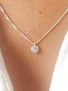 Round Point Of Light Necklace 925 Silver - Bạc - Xem 3