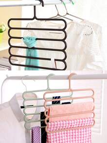 5 层塑料多功能裤架，用于衣柜收纳，收纳领带围巾和裤子，魔术裤架，多层衣架夹子收纳架，适合家庭使用，防缠结，节省空间，收纳，收纳 - 彩色 - 查看 3