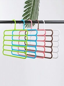 5 层塑料多功能裤架，用于衣柜收纳，收纳领带围巾和裤子，魔术裤架，多层衣架夹子收纳架，适合家庭使用，防缠结，节省空间，收纳，收纳 - 彩色 - 查看 4