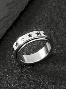 Stainless Steel Anxiety Ring Star Pattern Simple Fashion Style Unisex Ring - Star - View 3