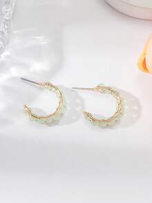 1 对手工玻璃珠编织 C 形环状耳环，优雅简约的欧美时尚珠宝设计，送给女性的绝佳礼物 - C形編織耳環 - 查看 5