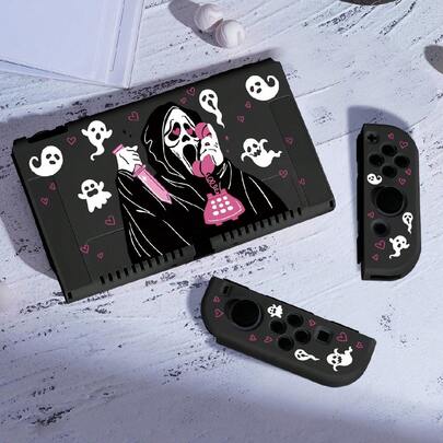 1 个幽灵图案保护壳，兼容 Switch OLED/Switch NS/Switch Lite，也适用于新款 Switch2 (2025)，防尘、防刮、便携