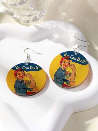 1 Pair Of Stylish Simple Acrylic Round Earrings Retro Punk Hip Hop Style Stainless Steel Stud Earrings For Men And Women