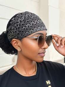 1 件复古风格蕾丝网眼头巾帽，轻盈透气发髻发套假发，优雅头饰，适合节日、感恩节、圣诞节、万圣节、情人节、新年、时尚配饰 - 灰色 - 查看 7