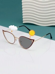 1 chiếc kính thời trang đổi màu mắt mèo cho nữ, gọng kim loại & tròng kính trong suốt, Y2K phù hợp cho bãi biển và du lịch cơ bản trang phục thu đông cho phụ nữ quần áo công sở quà tặng phụ kiện đi biển cho phụ nữ kính thời trang - Nhiều màu - Xem 9