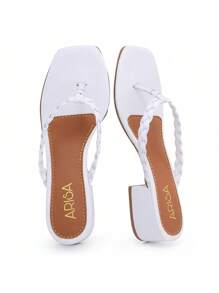 Flip-Flop Sandal With 4.5cm Block Heel Versatile Clog Flip-Flop - Blanco - Ver 3