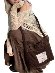 Women Long Skirt, Vintage Elegant Solid Pleated Fall Swing Skirt For Casual Daily - 深棕色 - 查看 7