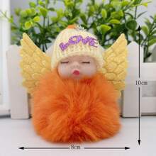 Ngẫu nhiên 2 món móc khóa dễ thương hình búp bê ngủ đáng yêu Mini Ball Kawaii móc khóa 10CM Love Webbing mặt dây chuyền lông mịn cho túi xe hơi, móc chìa khóa Pompom, móc chìa khóa búp bê phụ nữ ngọt ngào, móc chìa khóa búp bê có thể được sử dụng trong chìa khóa xe hơi, ví - Nhiều màu - Xem 3
