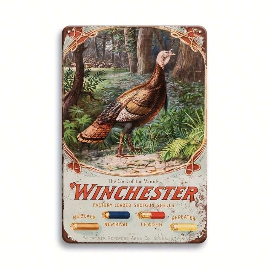 1pc Biển báo kim loại cổ điển, Biển báo thiếc hình vỏ đạn súng ngắn Winchester năm 1905, Biển báo kim loại săn gà tây hoang dã, Biển quảng cáo Winchester, Trang trí quán bar tại nhà, Quán cà phê, Quà tặng cho nam và nữ - màu sắc hỗn hợp - Xem 1