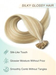 12-22 Inch Natural Black Straight Human Hair Seamless F-Type Hair Extensions, Suitable For Beginners, Perfect For Parties - S18/613 - View 5