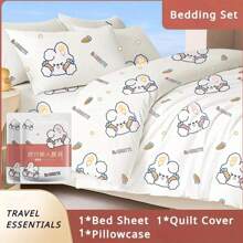 旅行用一次性床单套装，酒店便携式旅行床上用品套装 1*床单+1*羽绒被套+1/2*枕套，旅行隔离床单三/四件套酒店用品旅行必需品旅行一次性用品旅行酒店必需品户外必需品客房用品海滩旅行迷你经期一次性用品浴室配件 - 粉色 - 查看 2