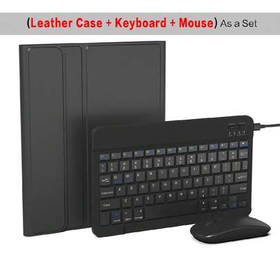 Keyboard Protective Case With Detachable Wireless Bluetooth Keyboard & Mouse Set, Built-In 150mAh Battery, Compatible With IPad, Includes Apple Pencil Slot, Suitable For IPad 5/6/7/8/9/10 & Air 3/4/5/6 (10.2/10.5/10.9/11 Inch) - Black