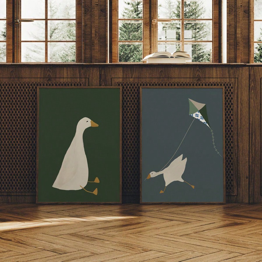 1/2pcs Silly Goose Prints Canvas Paintings Cute Goose Poster Farm