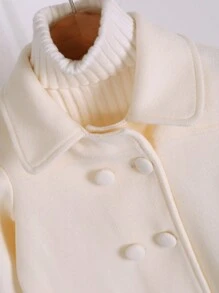 Nuovo cappotto elegante da ragazza in stile giovane con doppio petto e collo a revers, design principesco, adatto per autunno/inverno