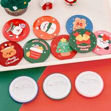 Bộ 16 huy hiệu Giáng sinh, huy hiệu nút kim loại chủ đề Tiên tròn, quà tặng tiệc tuần lộc ông già Noel người tuyết, trâm cài cổ áo trang trí không tích điện cho phụ kiện tiệc ngày lễ - Nhiều màu - Xem 6