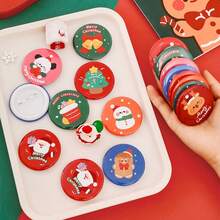 Bộ 16 huy hiệu Giáng sinh, huy hiệu nút kim loại chủ đề Tiên tròn, quà tặng tiệc tuần lộc ông già Noel người tuyết, trâm cài cổ áo trang trí không tích điện cho phụ kiện tiệc ngày lễ - Nhiều màu - Xem 1