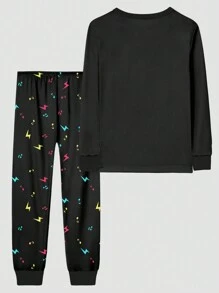Tween Boy 2 件套紧身吉他和宇航员印花长袖睡衣套装 - 彩色 - 查看 3
