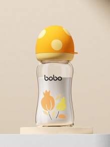 1pc 160ml/5.4oz Baby Glass Bottle, Wide Neck Mushroom Cap Newborn Feeding Bottle