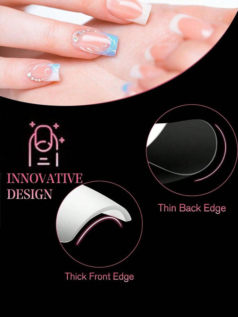 120Pcs Short French Nails Nail Supplies Full Cover White Clear False