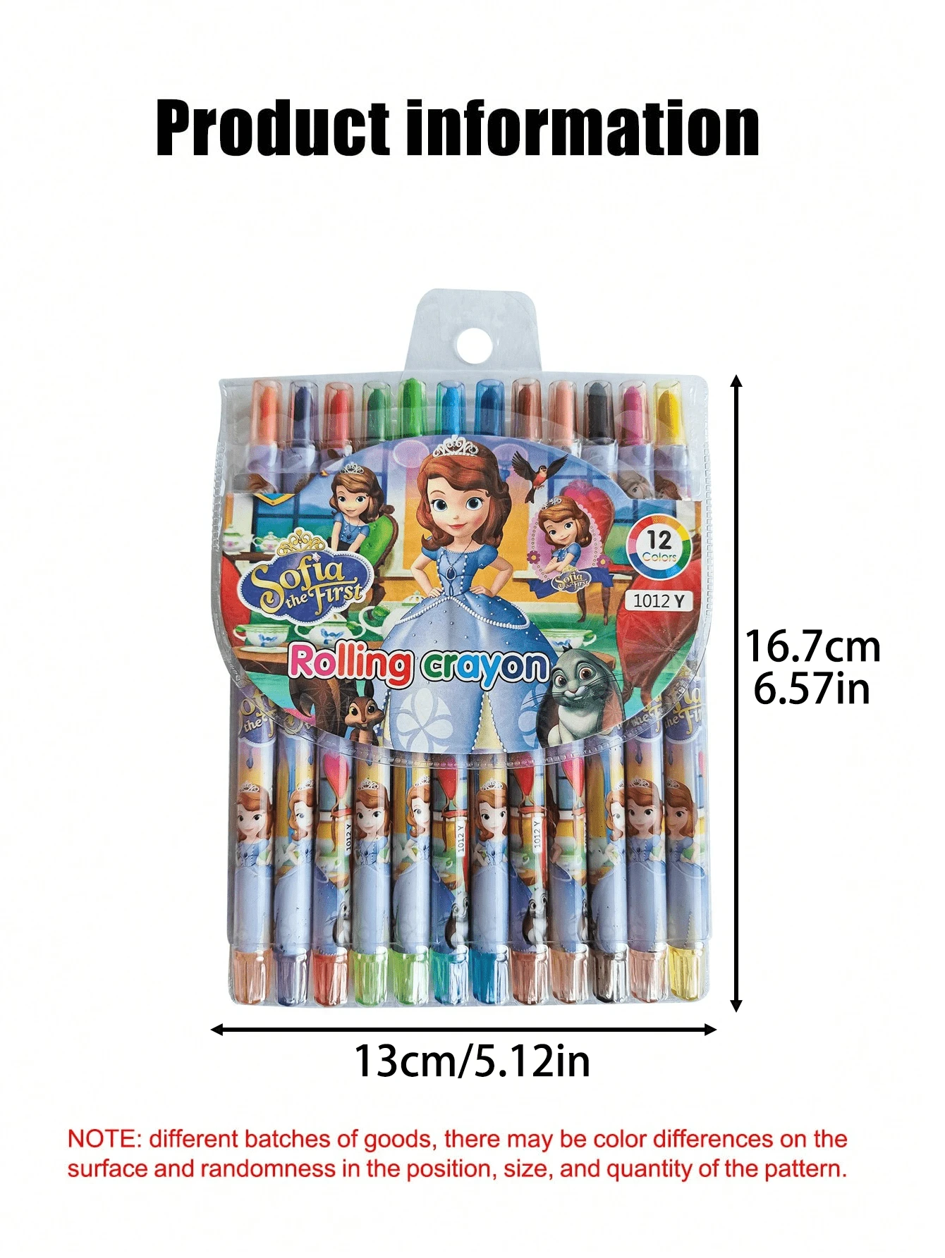 Disney Sofia Cute Cartoon Rotating Crayons 12 Colors Drawing Pens Paint